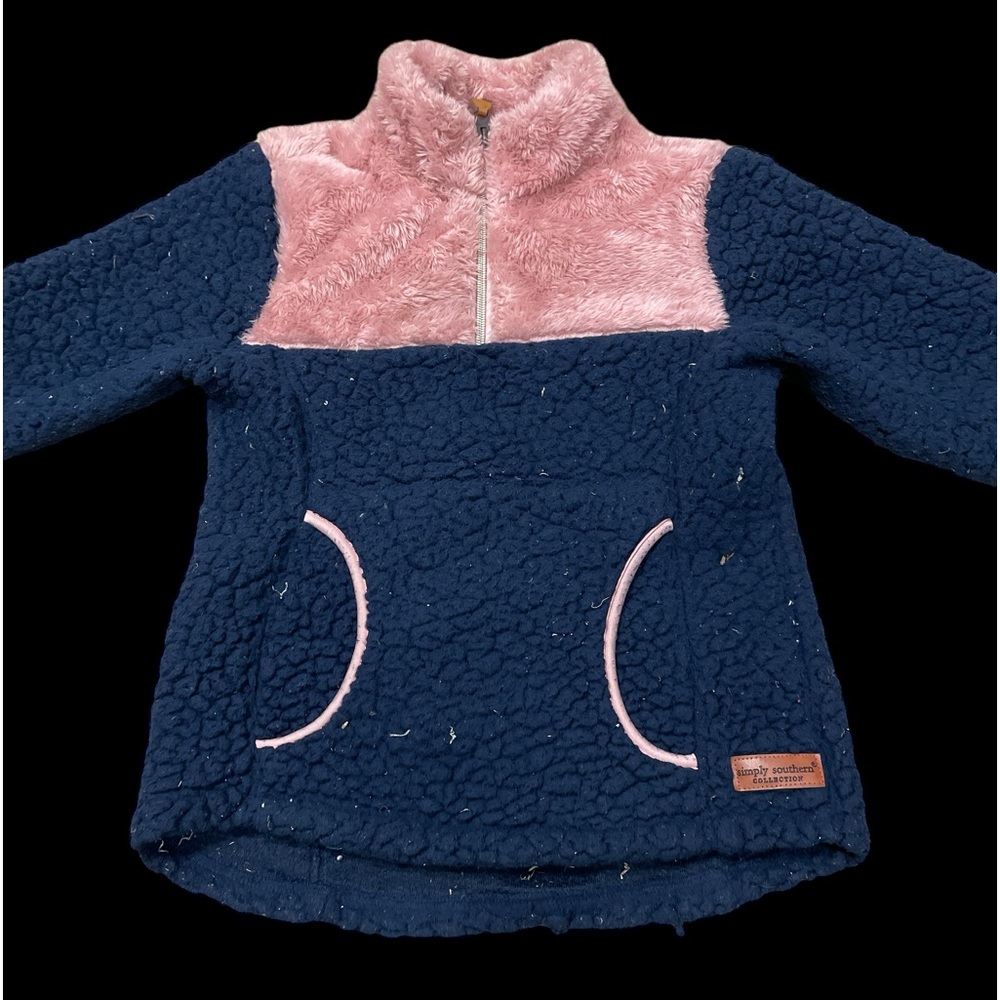 Simply southern girls pink blue youth S quarter zip fleece jacket pullover
